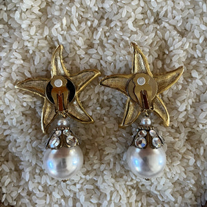 Starfish/Pearl Clip-on Earrings