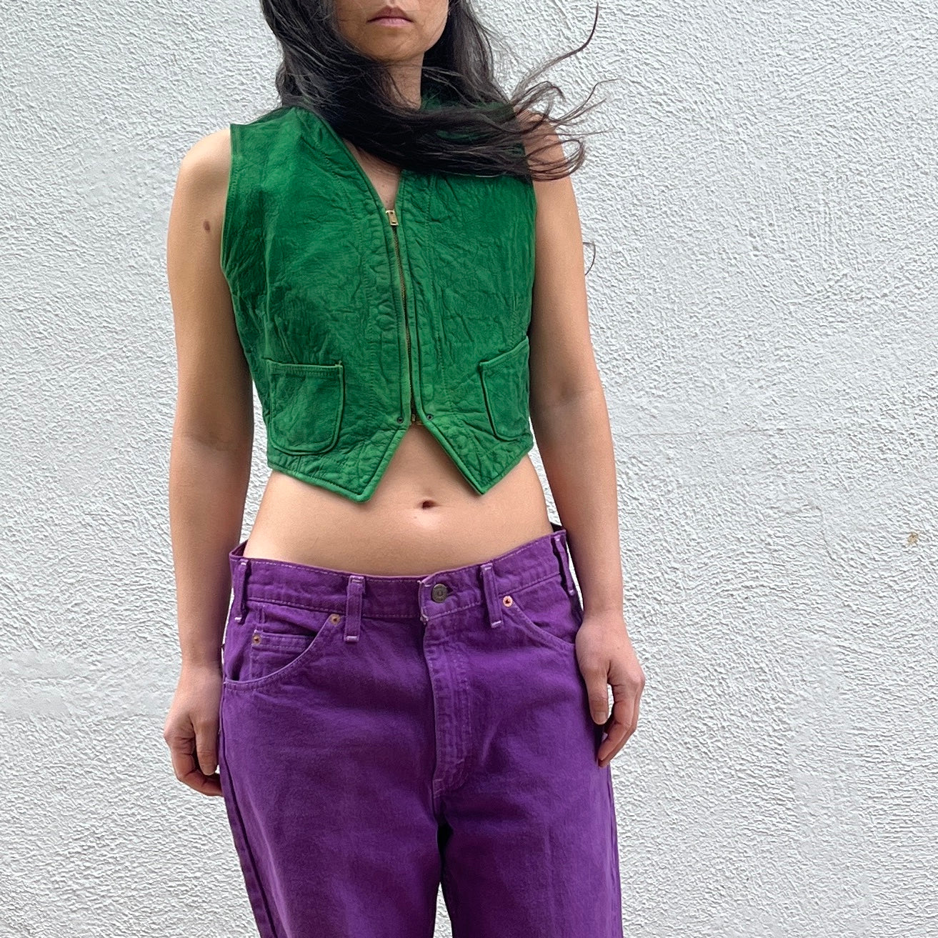 1940s Green Leather Vest