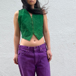 1940s Green Leather Vest