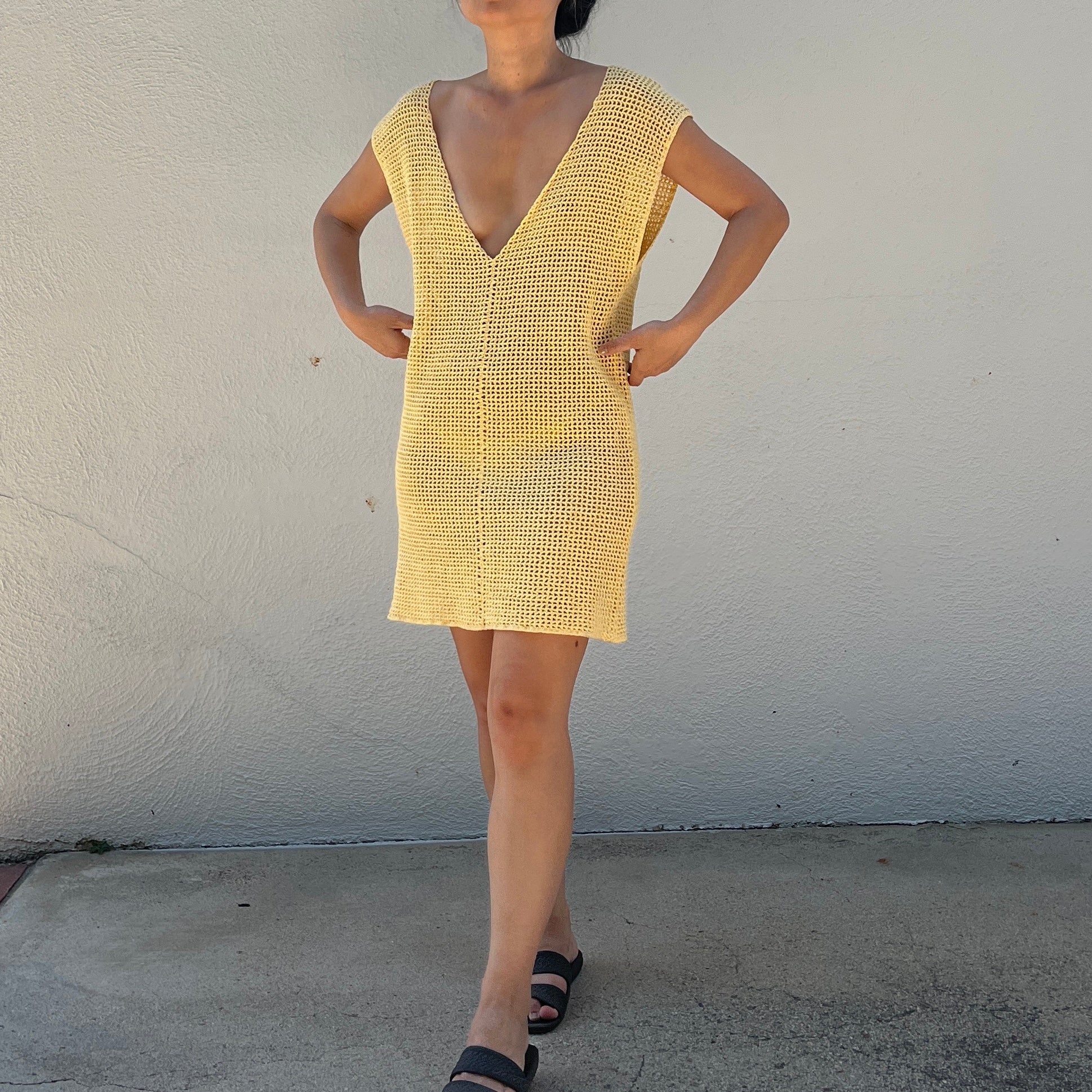 zara crochet dress yellow Zara - Crochet Butterfly Combination Dress - Light Yellow - 2 Years (36,2 Inches)