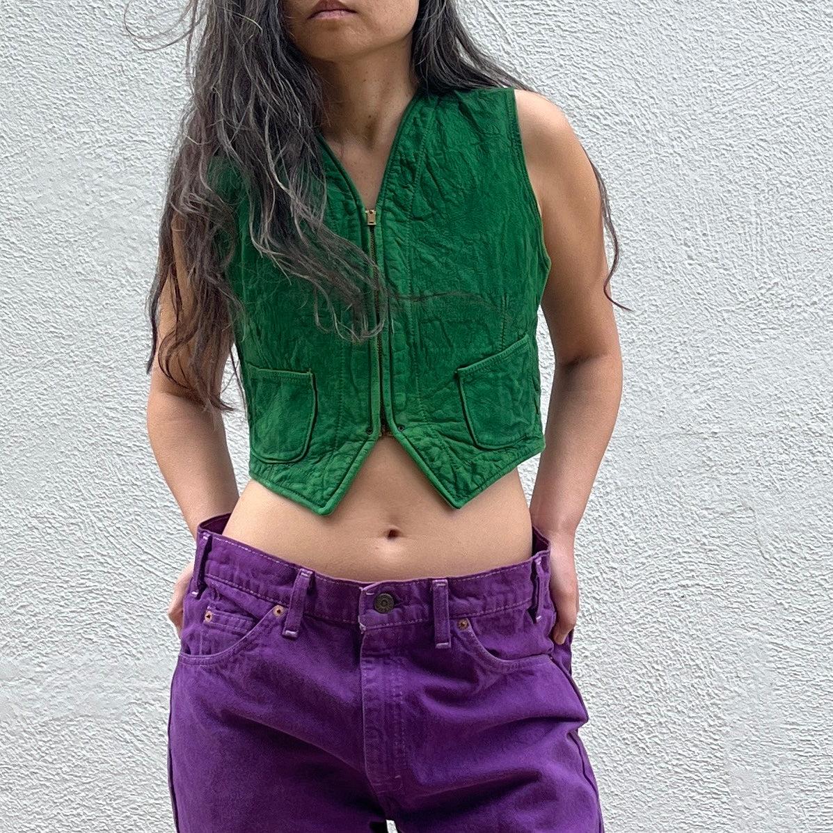 1940s Green Leather Vest