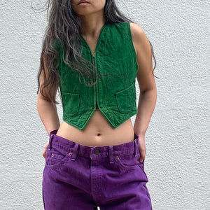 1940s Green Leather Vest