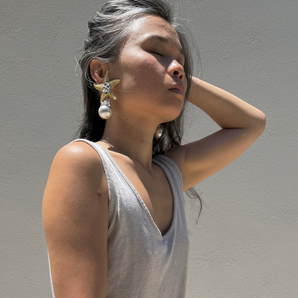 Starfish/Pearl Clip-on Earrings