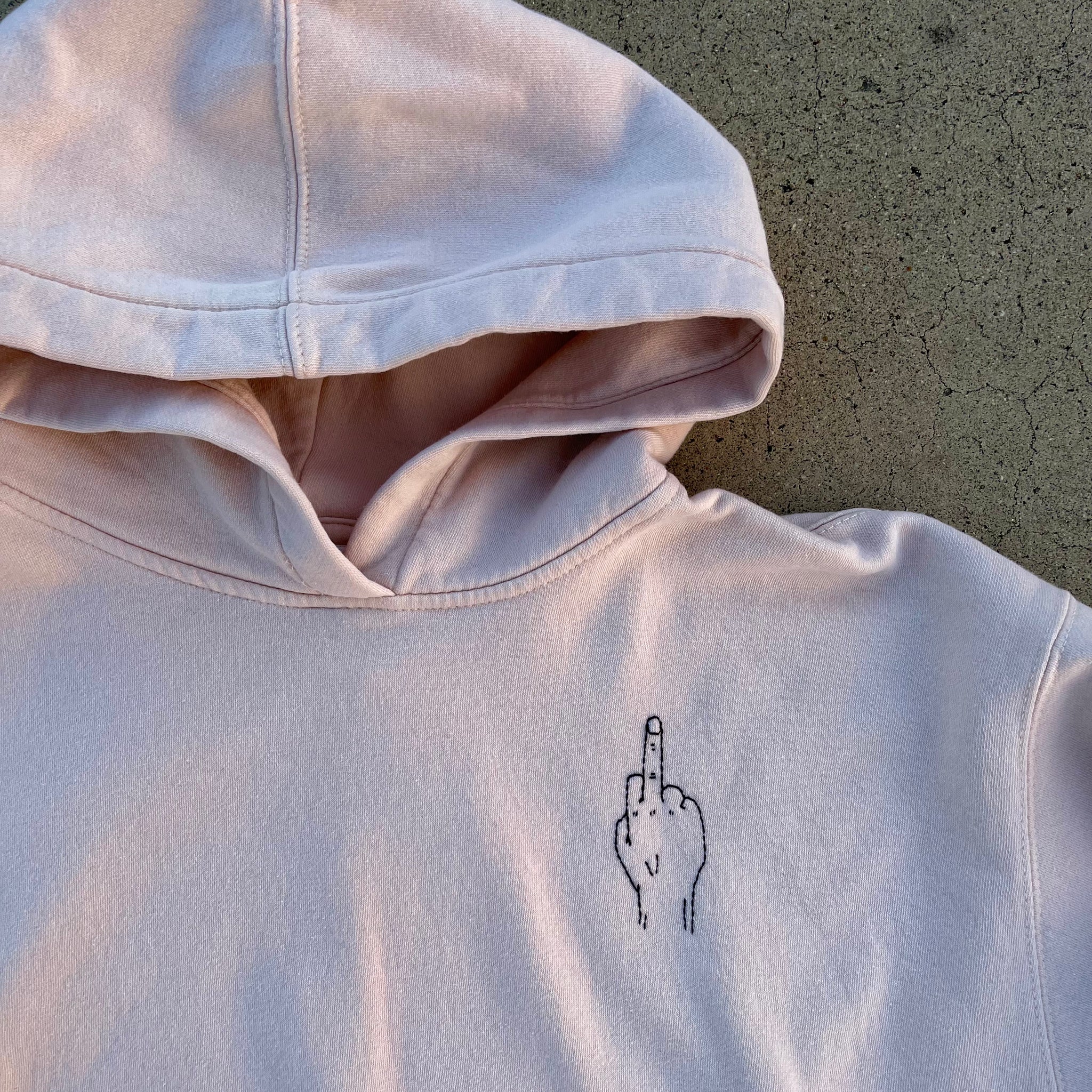 ‘FU' Finger Embroidery Sweatshirt - Palest Pink