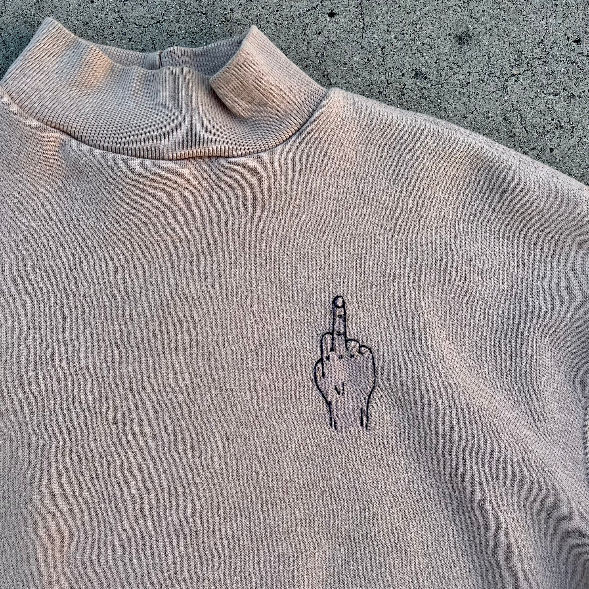 ‘FU' Finger Embroidery Sweatshirt - Tan