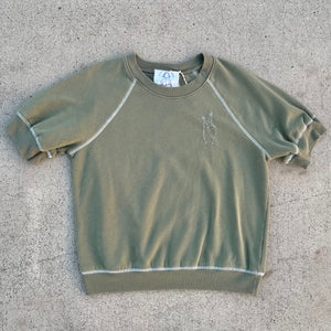 Peace' Finger Embroidery Sweatshirt - Washed Army