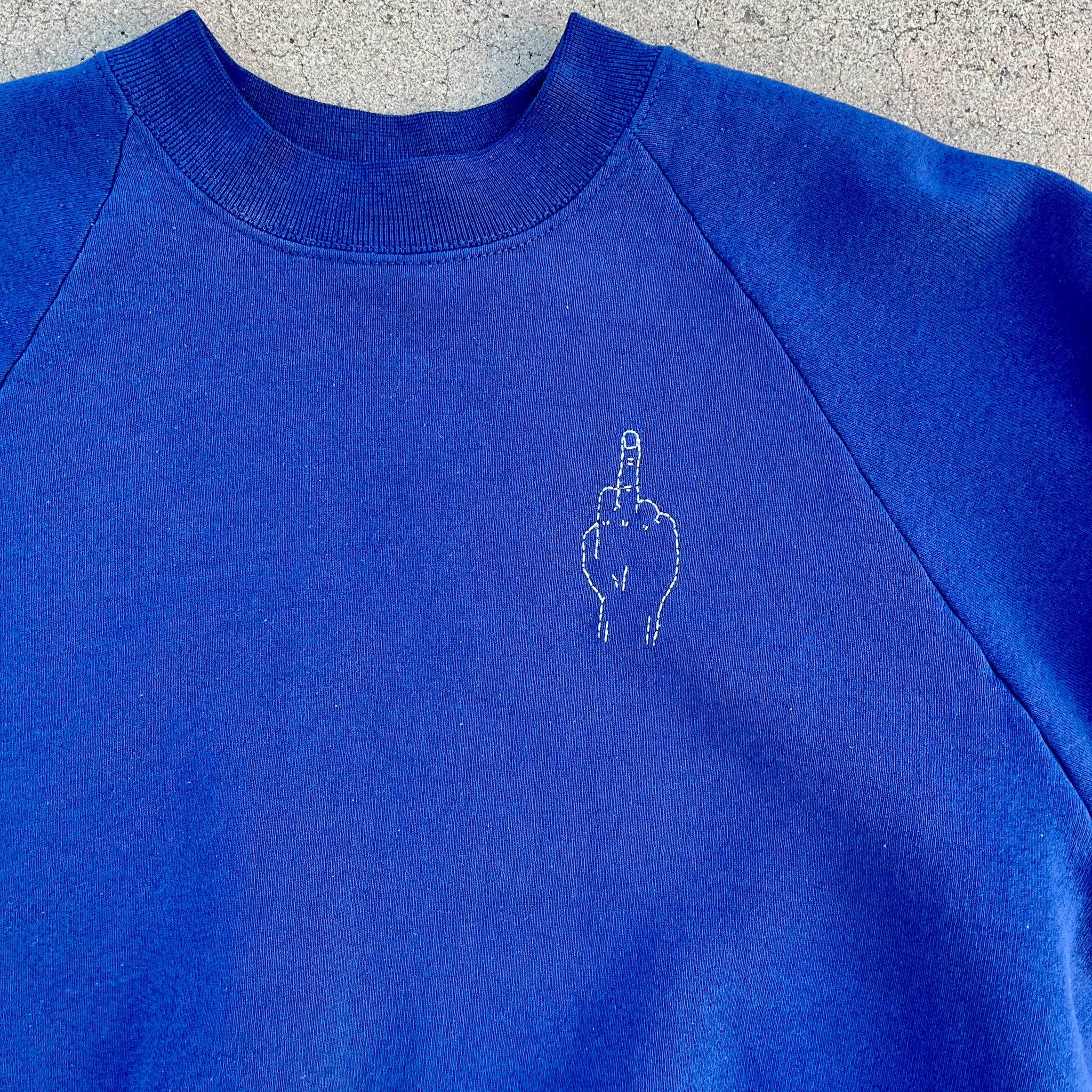 ‘FU' Finger Embroidery Sweatshirt - Navy