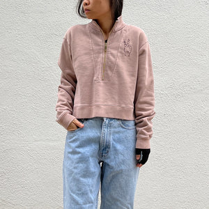 Peace' Finger Embroidery Sweatshirt - Overdyed Tan