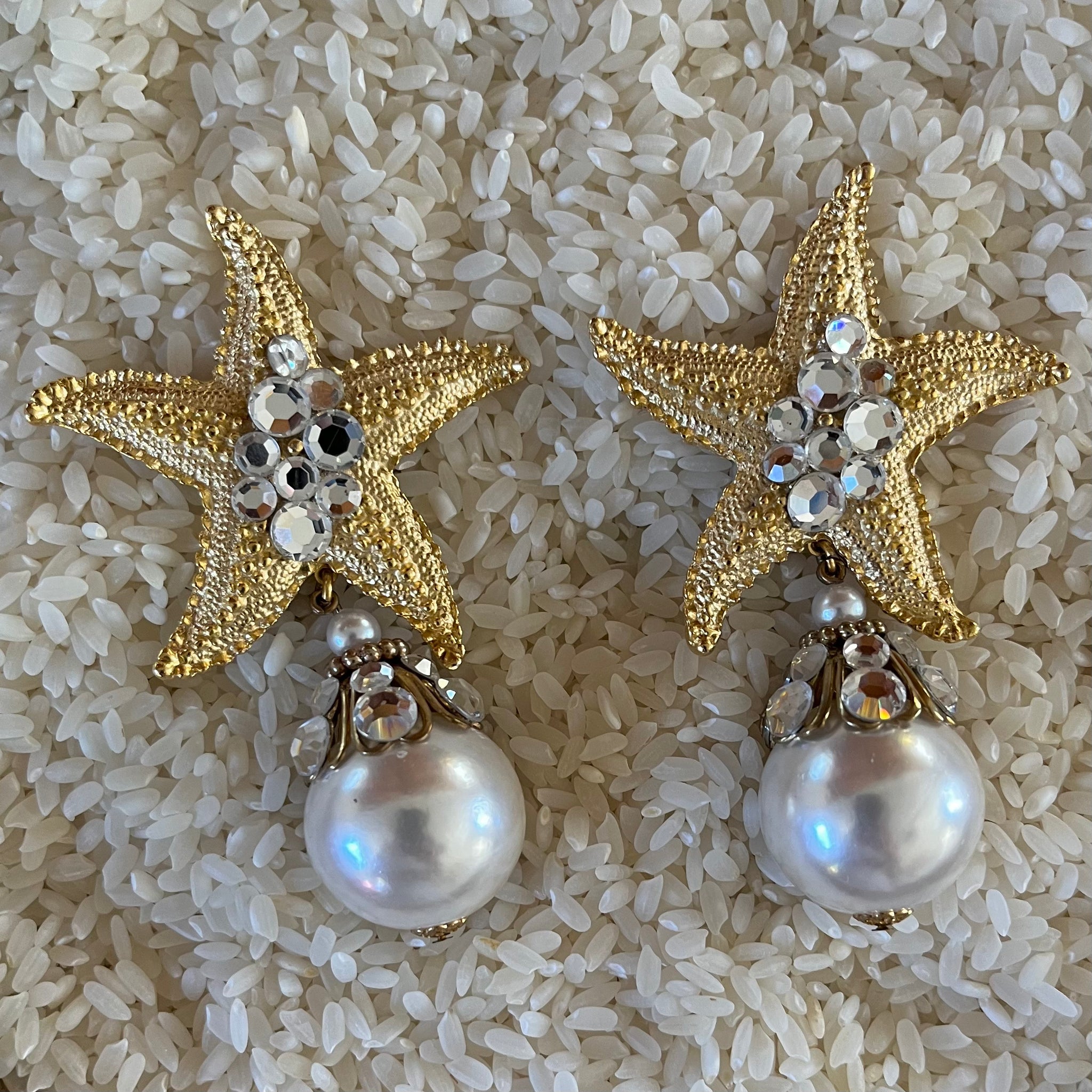 Starfish/Pearl Clip-on Earrings