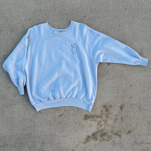 ‘Peace' Finger Embroidery Sweatshirt - Pale Blue