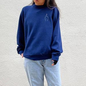 ‘FU' Finger Embroidery Sweatshirt - Navy