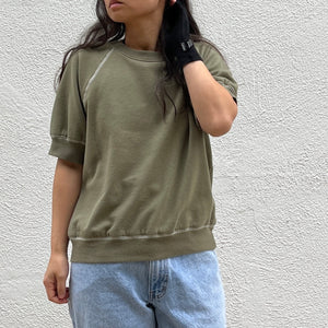 Peace' Finger Embroidery Sweatshirt - Washed Army