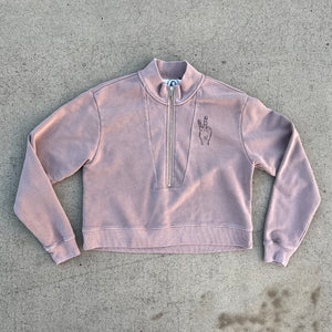 Peace' Finger Embroidery Sweatshirt - Overdyed Tan