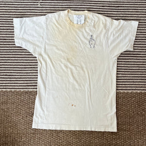 'FU' Finger Embroidery Tee - Dirty White