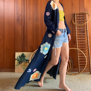 Denim Dress with Quilted Grandmothers flower garden