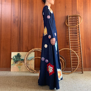 Denim Dress with Quilted Grandmothers flower garden