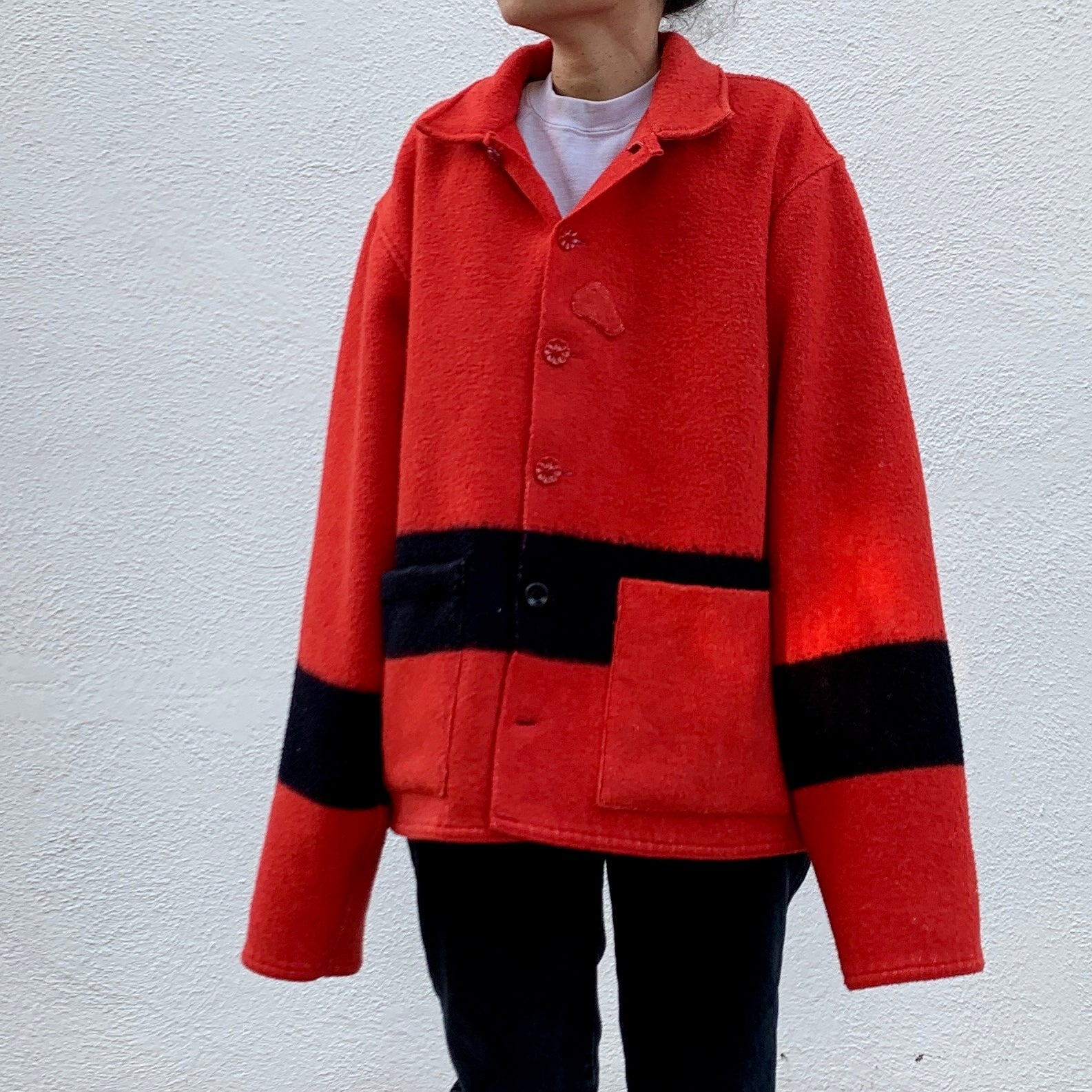 M/L Blanket Jacket - Red/Black Stripe