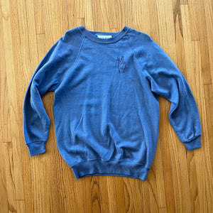 'Peace' Finger Embroidery Sweatshirt - Blue Heather